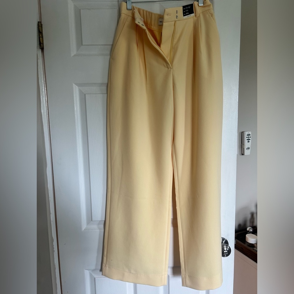 Abercrombie & Fitch Soft Yellow Wide Leg Trousers